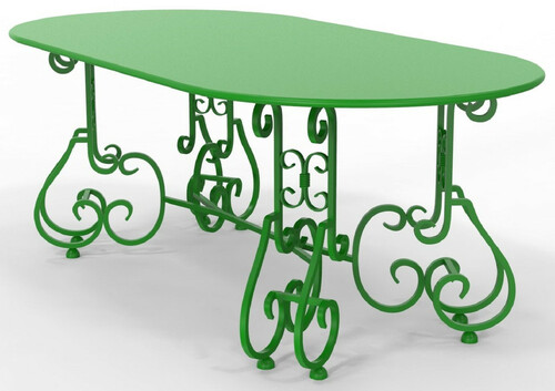 Casa Padrino Jugendstil Gartentisch 200 x 100 x H. 73,5 cm - Verschiedene Farben - Ovaler Schmiedeeisen Garten & Terrassen Tisch - Jugendstil Schmiedeeisen Garten & Terrassen M�bel