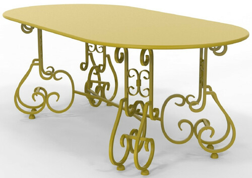 Casa Padrino Jugendstil Gartentisch 200 x 100 x H. 73,5 cm - Verschiedene Farben - Ovaler Schmiedeeisen Garten & Terrassen Tisch - Jugendstil Schmiedeeisen Garten & Terrassen M�bel 