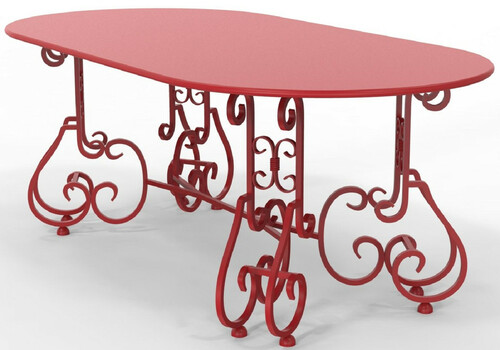 Casa Padrino Jugendstil Gartentisch 200 x 100 x H. 73,5 cm - Verschiedene Farben - Ovaler Schmiedeeisen Garten & Terrassen Tisch - Jugendstil Schmiedeeisen Garten & Terrassen M�bel 