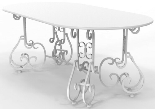 Casa Padrino Jugendstil Gartentisch 200 x 100 x H. 73,5 cm - Verschiedene Farben - Ovaler Schmiedeeisen Garten & Terrassen Tisch - Jugendstil Schmiedeeisen Garten & Terrassen M�bel 