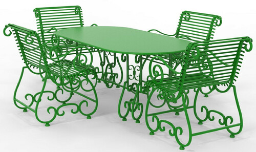 Casa Padrino Jugendstil Schmiedeeisen Gartenm�bel Set - Verschiedene Farben - 1 Ovaler Gartentisch & 4 Gartenst�hle mit Armlehnen - Jugendstil Schmiedeeisen Garten & Terrassen M�bel