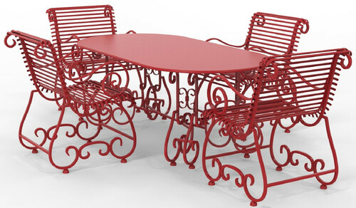 Casa Padrino Jugendstil Schmiedeeisen Gartenm�bel Set - Verschiedene Farben - 1 Ovaler Gartentisch & 4 Gartenst�hle mit Armlehnen - Jugendstil Schmiedeeisen Garten & Terrassen M�bel 