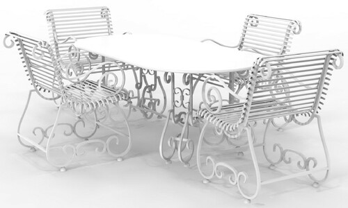 Casa Padrino Jugendstil Schmiedeeisen Gartenm�bel Set - Verschiedene Farben - 1 Ovaler Gartentisch & 4 Gartenst�hle mit Armlehnen - Jugendstil Schmiedeeisen Garten & Terrassen M�bel 