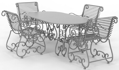 Casa Padrino Jugendstil Schmiedeeisen Gartenm�bel Set - Verschiedene Farben - 1 Ovaler Gartentisch & 4 Gartenst�hle mit Armlehnen - Jugendstil Schmiedeeisen Garten & Terrassen M�bel 