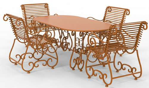 Casa Padrino Jugendstil Schmiedeeisen Gartenm�bel Set - Verschiedene Farben - 1 Ovaler Gartentisch & 4 Gartenst�hle mit Armlehnen - Jugendstil Schmiedeeisen Garten & Terrassen M�bel 