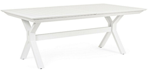 Casa Padrino Luxus Gartentisch Wei� 200-300 x 110 x H. 76 cm - Ausziehbarer Esstisch aus pulverbeschichtetem Aluminium - Luxus Garten & Terrassen Tisch - Luxus Garten & Terrassen M�bel