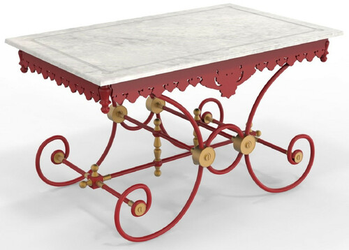 Casa Padrino Jugendstil Gartentisch 130 x 80 x H. 75 cm - Verschiedene Farben - Nostalgischer Schmiedeeisen Garten & Terrassen Tisch mit Marmorplatte - Jugendstil Garten & Terrassen M�bel 