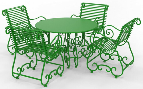 Casa Padrino Jugendstil Schmiedeeisen Gartenm�bel Set - Verschiedene Farben - 1 Runder Gartentisch & 4 Gartenst�hle mit Armlehnen - Jugendstil Schmiedeeisen Garten & Terrassen M�bel