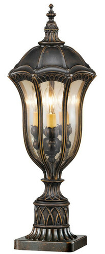 Casa Padrino Barock Sockelleuchte Braun / Bronze / Gold  24,1 x H. 61 cm - Wetterfeste Garten Terrassen Au�enleuchte Stehleuchte Gartenlaterne - Nostalgische Au�enbeleuchtung