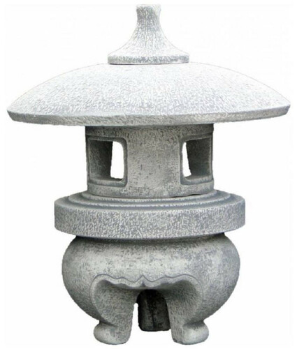 Casa Padrino Garten Leuchte im Japanischen Stil Pagode Wei� / Grau  42 x H. 51 cm - Kleine Garten & Terrassen Leuchte - Wetterbest�ndige Garten Laterne - Garten Terrassen Beleuchtung