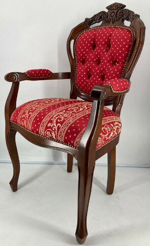 Casa Padrino Luxus Barock Esszimmerstuhl mit Armlehnen Bordeauxrot / Gold / Braun - Prunkvoller Stuhl mit elegantem Muster - Barock Esszimmer M�bel - Luxus Qualit�t - Made in Italy