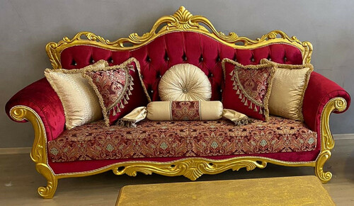 Casa Padrino Luxus Barock Sofa Bordeauxrot / Mehrfarbig / Gold - Prunkvolles Wohnzimmer Sofa mit elegantem Muster und Glitzersteinen - Wohnzimmer M�bel - Barock M�bel - Edel & Prunkvoll