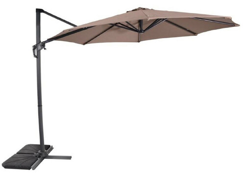 Casa Padrino Luxus Ampelschirm Anthrazit / Taupe  300 cm - Sonnenschirm mit St�nder - Garten Sonnenschirm - Terrassen Sonnenschirm - Balkon Sonnenschirm - Garten Terrassen Balkon Accessoires