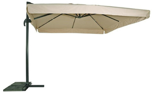 Casa Padrino Luxus Ampelschirm mit St�nder Anthrazit / Naturfarben 300 x 300 cm - Garten Sonnenschirm - Terrassen Sonnenschirm - Balkon Sonnenschirm - Garten Terrassen Balkon Accessoires