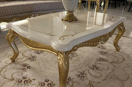 Casa Padrino Luxus Barock Couchtisch Wei� / Gold - Massivholz Wohnzimmertisch im Barockstil - Barockstil Wohnzimmer M�bel - Barock M�bel - Barock Einrichtung - Luxus M�bel im Barockstil