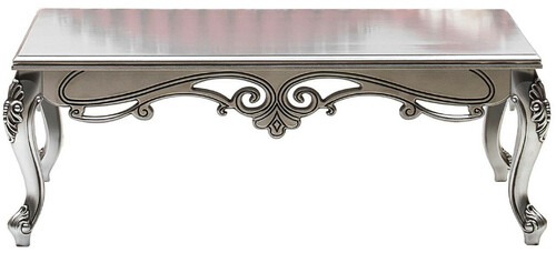 Casa Padrino Luxus Barock Couchtisch Silber - Rechteckiger Massivholz Wohnzimmertisch im Barockstil - Barock M�bel - Luxus M�bel im Barockstil - Barock Einrichtung - Edel & Prunkvoll