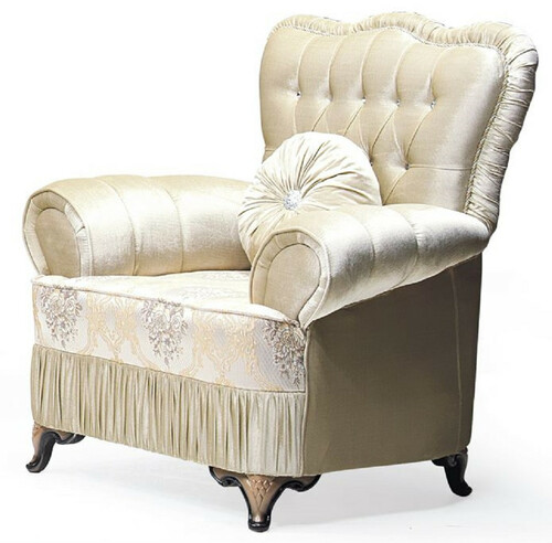 Casa Padrino Luxus Barock Sessel Gold / Kupfer - Wohnzimmer Sessel mit elegantem Muster und Glitzersteinen - Barockstil Wohnzimmer M�bel - Luxus M�bel im Barockstil - Barock Einrichtung