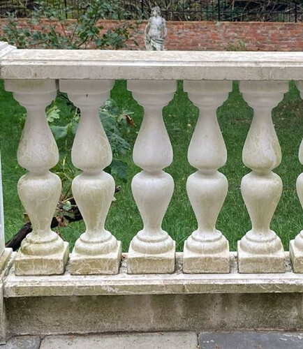 Casa Padrino Barock Balustrade Wei� 100 x 25 x H. 82 cm - Massives Barockstil Stein Gel�nder aus feinstem Beton - Garten & Terrassen Balustraden im Barockstil