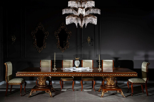 Casa Padrino Luxus Barock Esszimmer Set Braun / Gold - 1 Riesiger Barock Esstisch & 14 Barock Esszimmerst�hle - Barock Esszimmer M�bel - Luxus M�bel im Barockstil - Edel & Prunkvoll