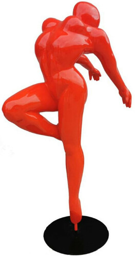 Casa Padrino Luxus Deko Skulptur Ballerina T�nzerin Rot / Schwarz 120 x 60 x H. 165 cm - Lebensgro�e Deko Figur - XXL Deko Skulptur - XXL Deko Figur - Luxus Wohnzimmer & Garten Deko 