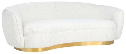 Casa Padrino Luxus Sofa Wei� / Gold 221 x 98 x H. 72 cm - Gebogenes Wohnzimmer Sofa - Wohnzimmer M�bel - Wohnzimmer Einrichtung - Luxus M�bel - Luxus Einrichtung - M�bel Luxus