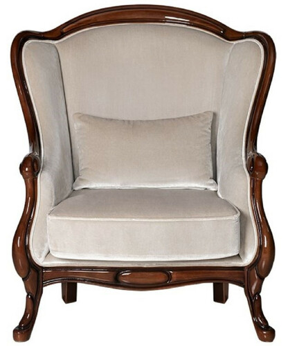 Casa Padrino Luxus Jugendstil Sessel Grau / Dunkelbraun Hochglanz 92 x 84 x H. 96 cm - Eleganter Wohnzimmer Sessel - Wohnzimmer M�bel - Luxus M�bel im Jugendstil - Barock & Jugendstil M�bel