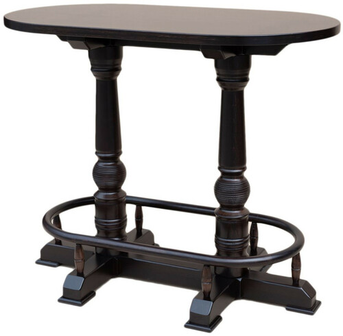 Casa Padrino Luxus Stehtisch mit Fu�st�tze Dunkelbraun 135 x 75 x H. 110 cm - Ovaler Massivholz Tisch - Ovaler Massivholz Bartisch - Massivholz M�bel - Bar M�bel - Gastronomie M�bel