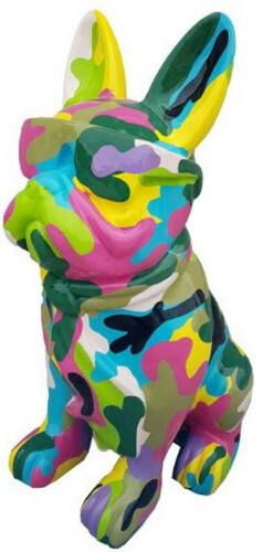 Casa Padrino Luxus Deko Skulptur Hund Bulldogge Mehrfarbig H. 120 cm -  Große Deko Figur - XXL Deko Skulptur - XXL Deko Figur - Wohnzimmer Deko -  Garten Deko - Luxus Deko XXL Figuren