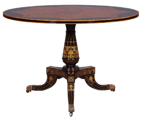 Casa Padrino Luxus Barock Esstisch Braun / Schwarz / Gold - Runder Massivholz Esszimmertisch im Barockstil - Barock Esszimmer M�bel - Luxus Esszimmer M�bel im Barockstil - Edel & Prunkvoll