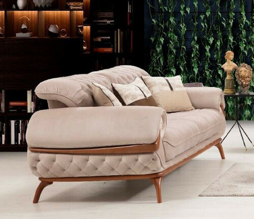 Casa Padrino Luxus Chesterfield Wohnzimmer Sofa mit verstellbaren R�ckenlehnen Beige / Braun - Chesterfield Wohnzimmer M�bel - Luxus Wohnzimmer M�bel - Luxus M�bel - Luxus Einrichtung