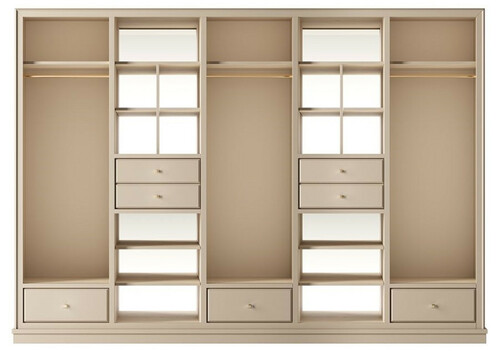 Casa Padrino Luxus Kleiderschrank Beige 326 x 60 x H. 230 cm - Offener Schlafzimmer Schrank - Schlafzimmer M�bel - Hotel M�bel - Luxus M�bel - Luxus Einrichtung - Schlafzimmer Einrichtung