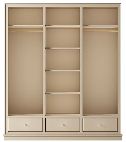 Casa Padrino Luxus Kleiderschrank Beige 200 x 60 x H. 230 cm - Offener Schlafzimmer Schrank - Schlafzimmer M�bel - Hotel M�bel - Luxus Einrichtung - Schlafzimmer Einrichtung - Luxus M�bel