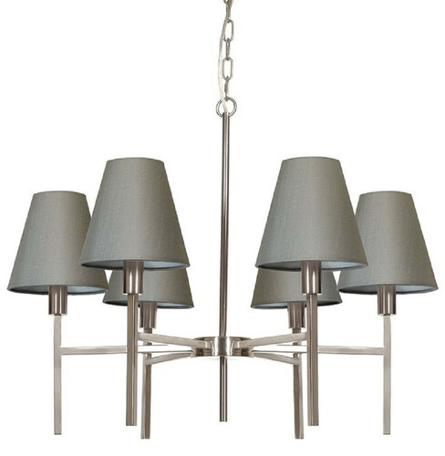 Casa Padrino Luxus Kronleuchter Silber / Grau  67,8 x H. 44,5 cm - Runder Metall Kronleuchter mit Lampenschirmen - Wohnzimmer Kronleuchter - Luxus Leuchten - Luxus M�bel - Luxus Interior