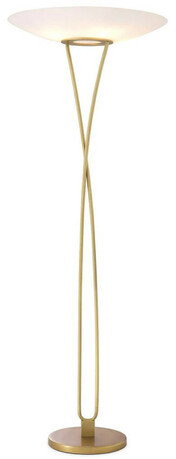 Casa Padrino Luxus Stehleuchte Antik Messing / Wei�  69 x H. 188 cm - Stehleuchte mit rundem Glas Lampenschirm - Luxus Stehleuchten - Luxus Leuchten - Luxus M�bel - Luxus Einrichtung