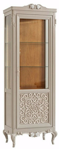 Casa Padrino Luxus Barock Vitrine Grau / Creme / Braun - Handgefertigter italienischer Barockstil Vitrinenschrank - Italienische Barock M�bel - Barockstil M�bel - Luxus Qualit�t - Made in Italy