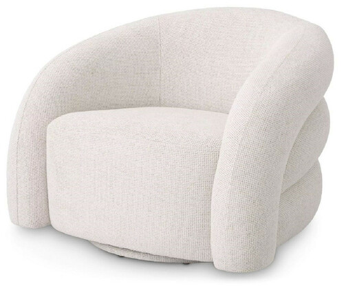 Casa Padrino Luxus Drehsessel Wei� 91 x 80 x H. 66 cm - Wohnzimmer Sessel - Wohnzimmer M�bel - Luxus M�bel - Wohnzimmer Einrichtung - Luxus Einrichtung