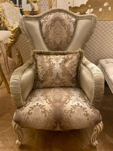 Casa Padrino Luxus Barock Sessel Gr�n / Mehrfarbig / Creme / Braun - Prunkvoller Wohnzimmer Sessel mit elegantem Muster - Luxus Wohnzimmer M�bel im Barockstil - Barock M�bel - Edel & Prunkvoll