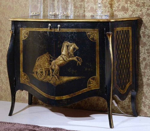 Casa Padrino Luxus Barock Sideboard Schwarz / Antik Gold - Handgefertigter Massivholz Schrank mit 2 T�ren - Luxus M�bel M�bel im Barockstil - Barock M�bel - Luxus Qualit�t - Made in Italy