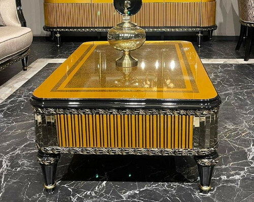 Casa Padrino Luxus Barock Couchtisch Gold / Schwarz / Gold - Prunkvoller Wohnzimmertisch im Barockstil - Barockstil Wohnzimmer M�bel - Barock Einrichtung - Barock M�bel - Luxus M�bel im Barockstil
