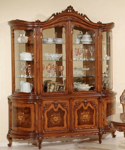 Casa Padrino Luxus Barock Vitrine Braun - Handgefertigter italienischer Barockstil Vitrinenschrank mit 8 T�ren - Barockstil M�bel - Italienische Barock M�bel - Luxus Qualit�t - Made in Italy