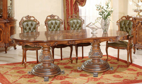 Casa Padrino Luxus Barock Esszimmer Set Gr�n / Braun - 1 Ovaler Barock Esstisch & 8 Barock Esszimmerst�hle - Luxus Esszimmer M�bel im Barockstil - Barock M�bel - Luxus Qualit�t - Made in Italy