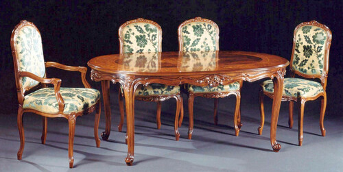 Casa Padrino Luxus Barock Esszimmer Set Creme / Gr�n / Braun - 1 Barock Esstisch & 6 Barock Esszimmerst�hle - Luxus Esszimmer M�bel im Barockstil - Barock M�bel - Luxus Qualit�t - Made in Italy