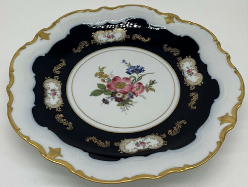 Casa Padrino Luxus Barock Porzellan Teller Wei� / Dunkelblau / Mehrfarbig / Gold  33 cm - Porzellan Essteller - Luxus Barock Porzellan Accessoires - Reichenbach Porzellan - Made in Germany