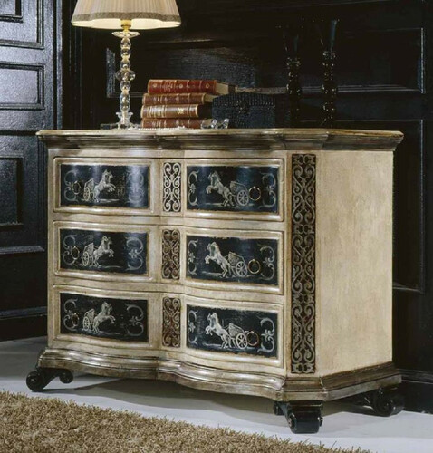 Casa Padrino Luxus Barock Kommode Naturfarben / Braun / Schwarz - Handgefertigte Massivholz Kommode mit Schubladen - Luxus Schlafzimmer M�bel im Barockstil - Luxus Qualit�t - Made in Italy