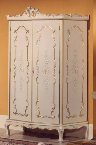 Casa Padrino Luxus Barock Schlafzimmerschrank Elfenbein / Mehrfarbig / Gold - Prunkvoller Barock Kleiderschrank - Luxus Schlafzimmer M�bel im Barockstil - Luxus Qualit�t - Made in Italy