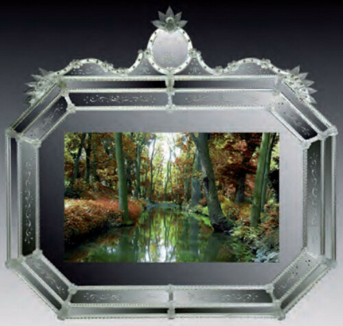 Casa Padrino Luxus Barock Spiegel Gr�n - Prunkvoller Wandspiegel im Venezianischen Stil mit integriertem 46 Zoll TV - Hotel M�bel - Barock M�bel - Luxus M�bel im Barockstil - Made in Italy