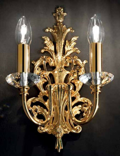 Casa Padrino Luxus Barock Kristall Doppel Wandleuchte Gold 22 x 12 x H. 33 cm - Prunkvolle Wandlampe im Barockstil - Barock Leuchten - Edel & Prunkvoll - Luxus Qualit�t - Made in Italy
