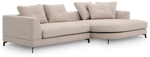 Casa Padrino Luxus Ecksofa Rechte Seite Sandfarben / Schwarz 310 x 150 x H. 65 cm - Wohnzimmer Sofa mit Kissen - Wohnzimmer M�bel - Wohnzimmer Einrichtung - Luxus M�bel - Luxus Einrichtung