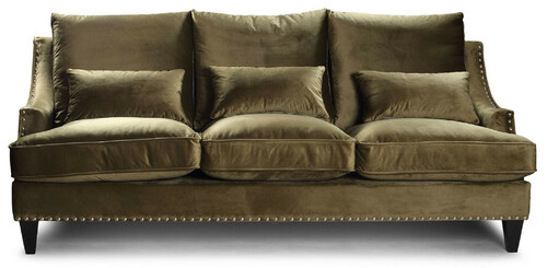 Casa Padrino Luxus Sofa Olivgr�n / Schwarz 220 x 90 cm - Wohnzimmer Sofa - Wohnzimmer M�bel - Luxus M�bel - Wohnzimmer Einrichtung - Luxus Einrichtung