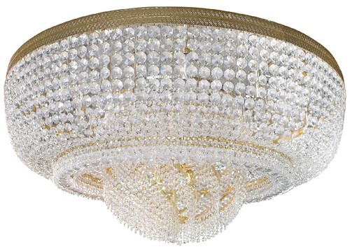 Casa Padrino Luxus Barock Kristall Deckenleuchte Gold  120 cm - Runde Barockstil Deckenlampe - Barock Wohnzimmer Decken Kronleuchter - Barock Leuchten - Barock M�bel - Edel & Prunkvoll